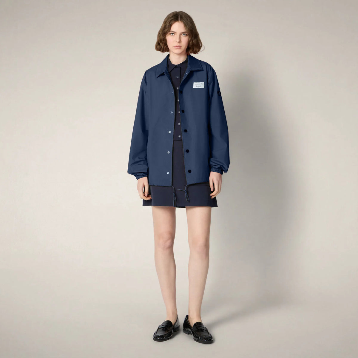 Navy Blue with Roma print