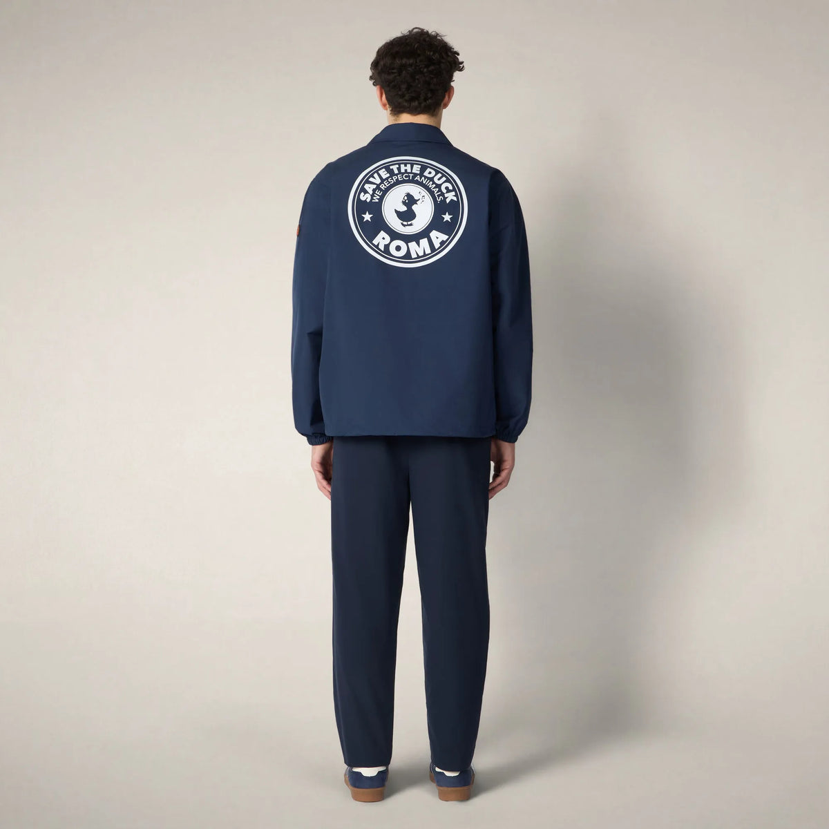 Navy Blue with Roma print