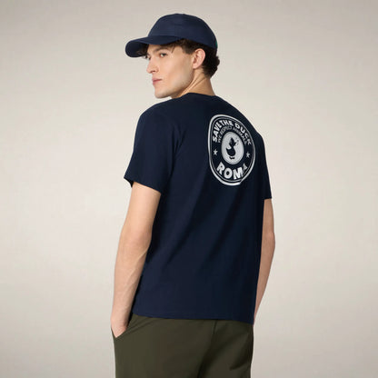 Navy Blue with Roma print