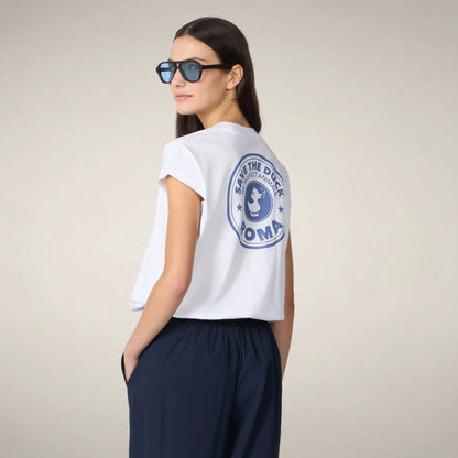 White with Roma print